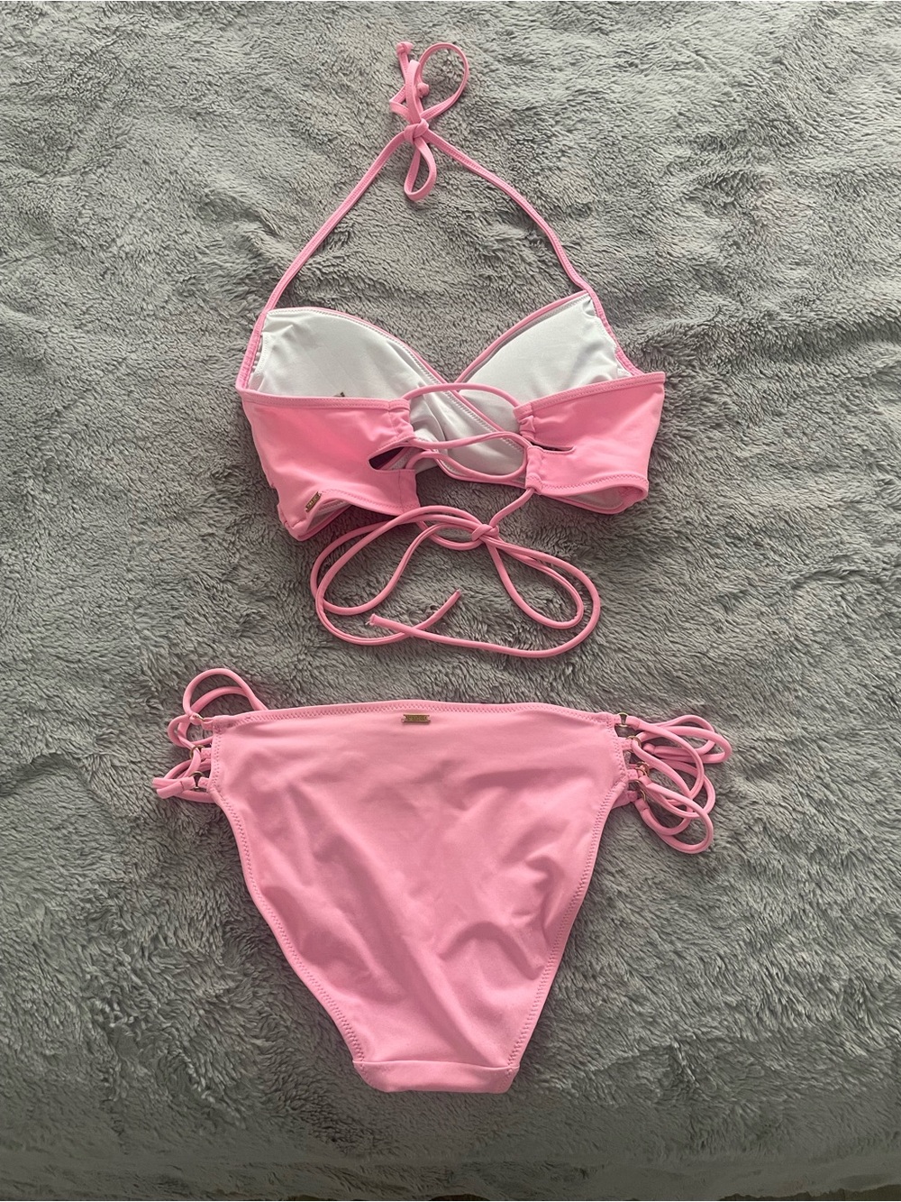 PINK Victoria's Secret Light Pink Bikini Bottoms with Trim - Picture 4 of 7